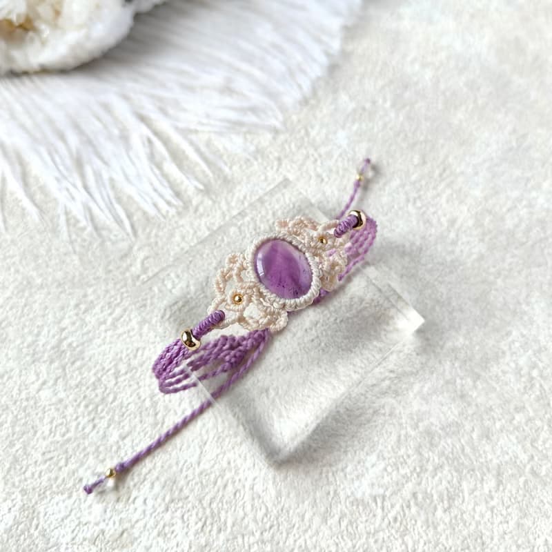 香頌。紫水晶。南美巴西蠟線編織手鍊