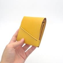【ミニ財布】革 きはだ染め 草木染め 右利き 手縫い 手染め 手作り【chotof/ちょとふ】