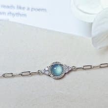 |星空藍剛甜心|A貨翡翠冰玻藍剛蛋面6.5mm純銀鍍18k簡約單顆手鏈