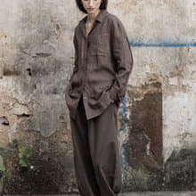 法式復古 古巴領亞麻襯衫 休閒翻領外套
