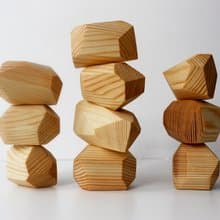 Tumi Ishi - natural wood stones stacking toy, montessori building blocks set