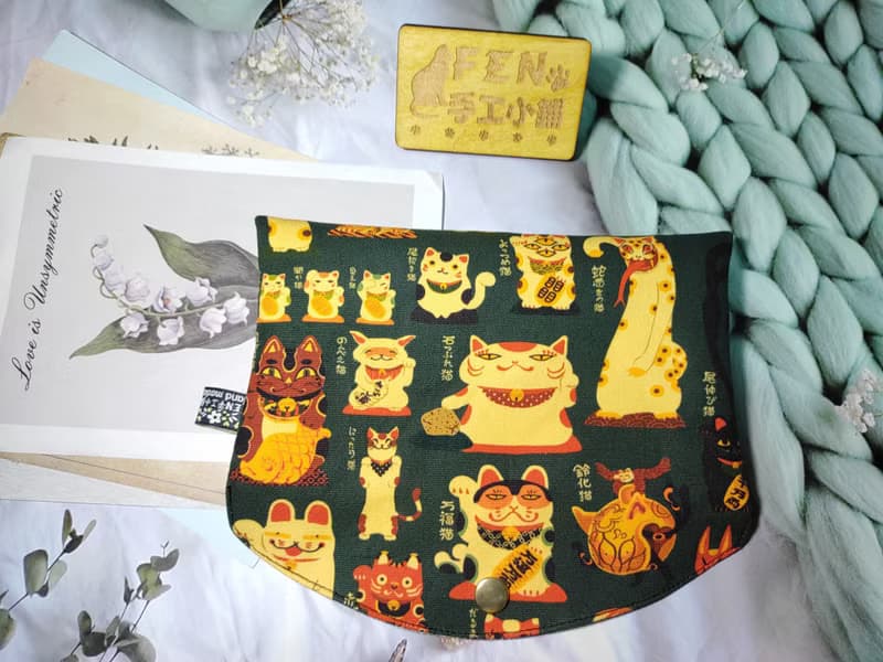 日本限量牛津布款妖怪招財貓單層款布紅包袋-手作布紅包袋-萬用包