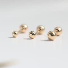 14K 半圓金球鎖珠耳環 ( 2 / 2.5 / 3 mm) (單個) 耳骨耳窩不退色