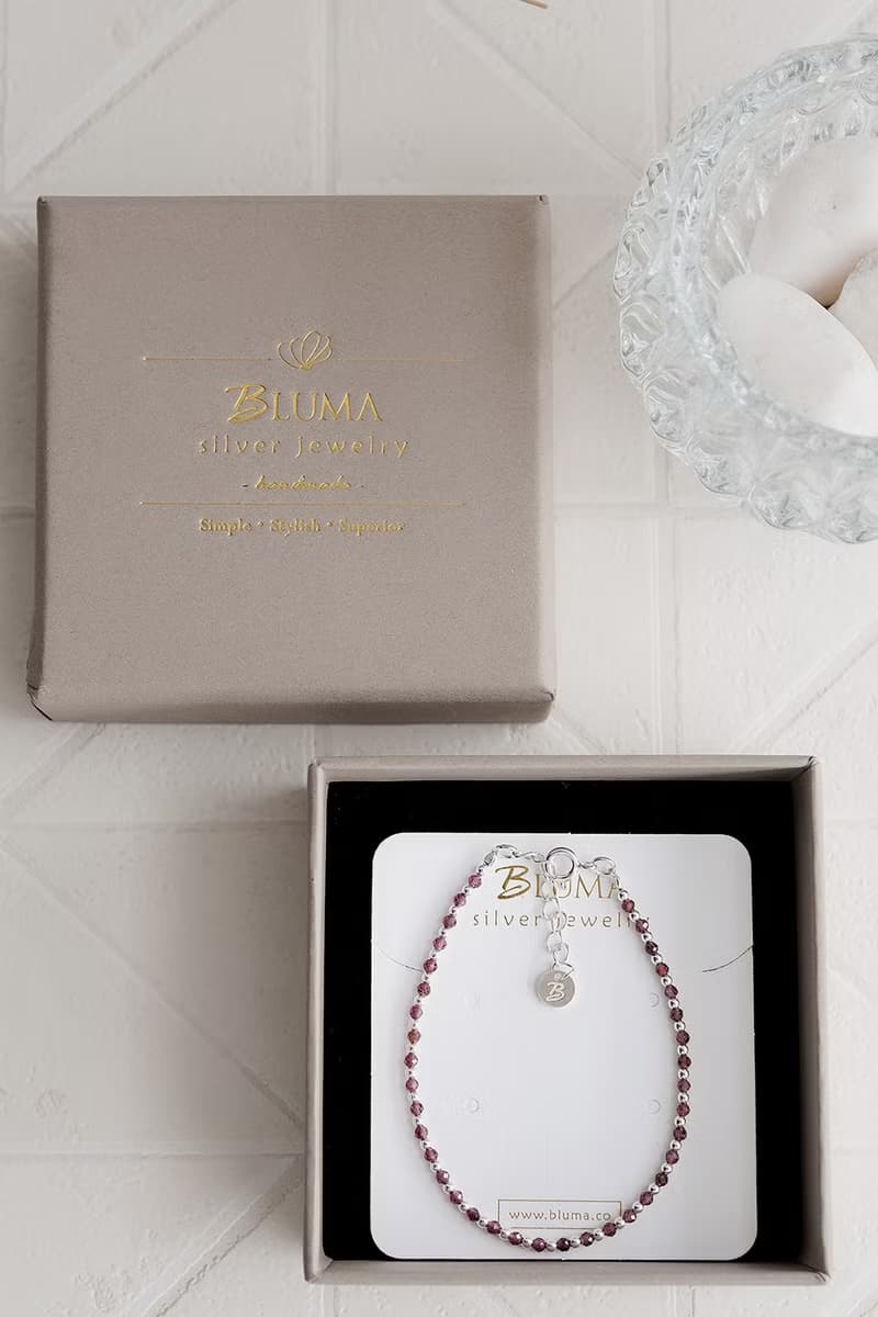 玫瑰星夜純銀手鍊(紅石榴石) | 開運水晶 聖誕禮盒 女生串珠手鏈