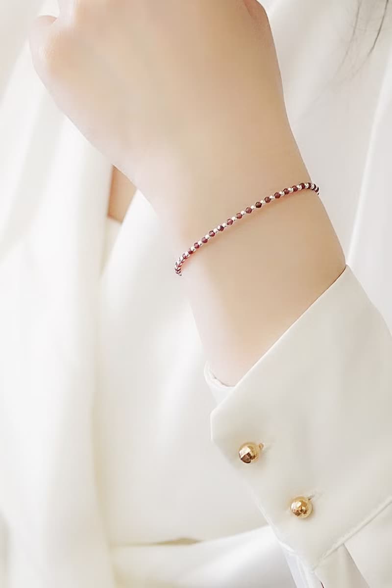 玫瑰星夜純銀手鍊(紅石榴石) | 開運水晶 聖誕禮盒 女生串珠手鏈