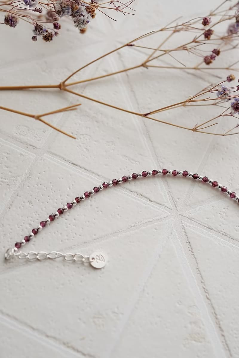 玫瑰星夜純銀手鍊(紅石榴石) | 開運水晶 聖誕禮盒 女生串珠手鏈