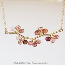 14KGF 桜花　フラワー　ピンクトルマリン ネックレス 10月誕生石
