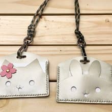 金色真皮櫻花兔兔貓咪造型証件套情人節禮物禮品推薦禮物女