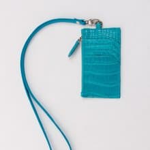 Lukbag Studio|真皮鱷魚皮吊卡零錢包|土耳其藍