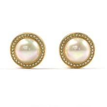 【日本直送 中古美品】クリスチャンディオール Christian Dior イヤリング ヴィンテージ メタル/フェイクパール/ラインストーン ゴールド