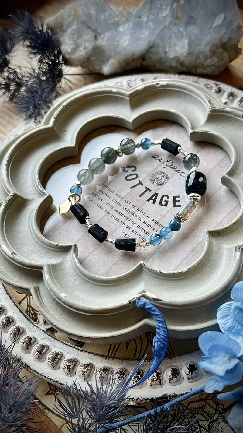 - 平行線 -天然水晶手鏈/黃銅手鍊