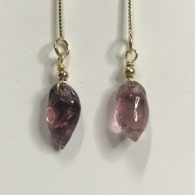 招財旺夫水晶I碧璽電氣石Tourmaline14K耳線I高淨桃I情人節禮物
