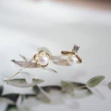 花海 蜜蜂小花珍珠耳環耳釘