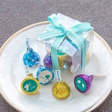 情人節禮物 KISSES水滴巧克力8顆入小禮盒(Tiffany色緞帶)