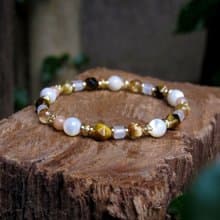 招財 ∣ 淨透體鈦晶 黃虎眼石 天然石手鍊