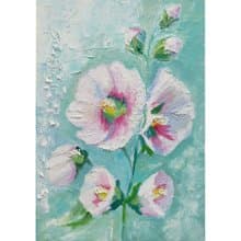 Mallow Bouquet Original Painting Flower Art Floral Gift Idea 手工油畫, 油畫原作