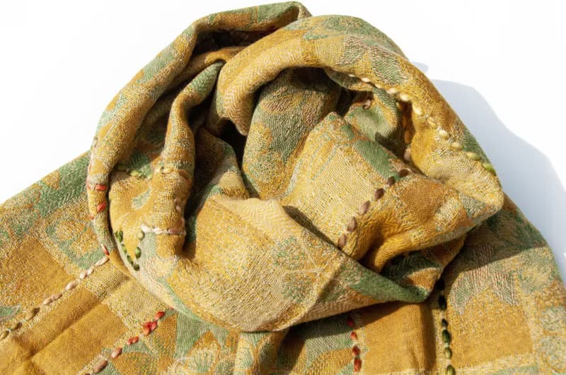 喀什米爾Cashmere/水煮羊毛披肩/針織圍巾/刺繡圍巾/羊絨披巾-花