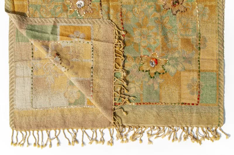 喀什米爾Cashmere/水煮羊毛披肩/針織圍巾/刺繡圍巾/羊絨披巾-花