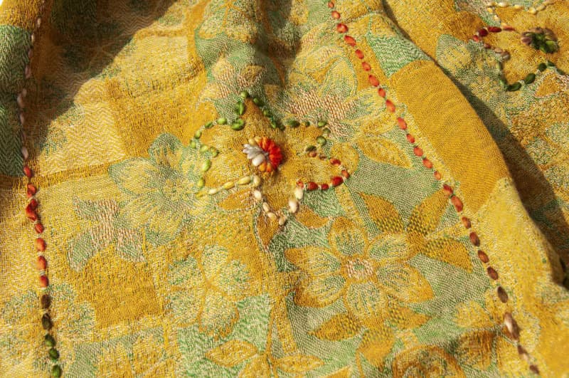 喀什米爾Cashmere/水煮羊毛披肩/針織圍巾/刺繡圍巾/羊絨披巾-花