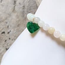 Ore jewelry設計 天然緬甸翡翠 冰種多色串珠 18k金扣心型全綠吊