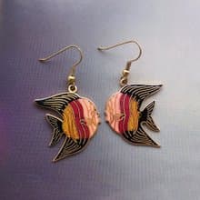 Vintage Jewelry 西洋古董飾品 熱帶魚款 景泰藍 耳勾 針式耳環