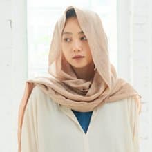 喀什米爾單色圍巾 米膚