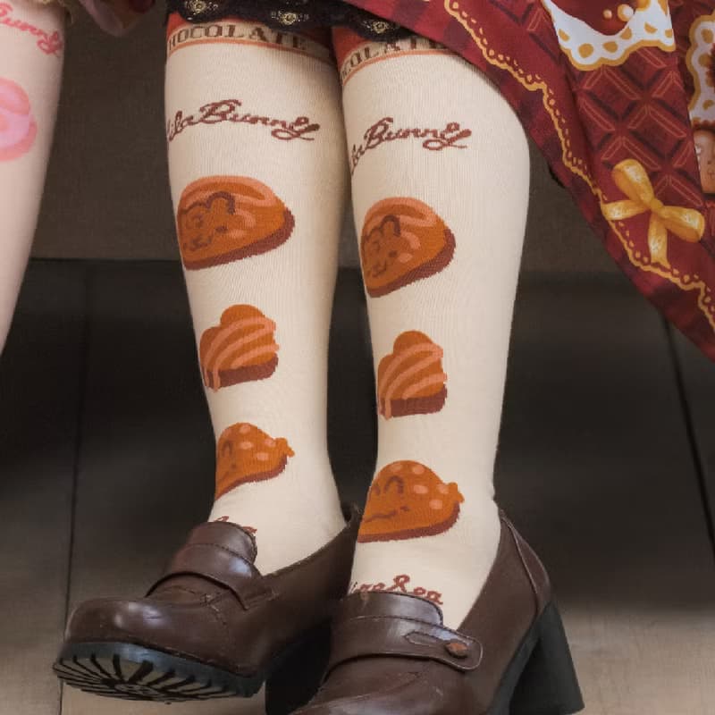 │台灣插畫快速出貨│襪子 | 巧克力 | 中筒長筒襪 | 森織海聯名