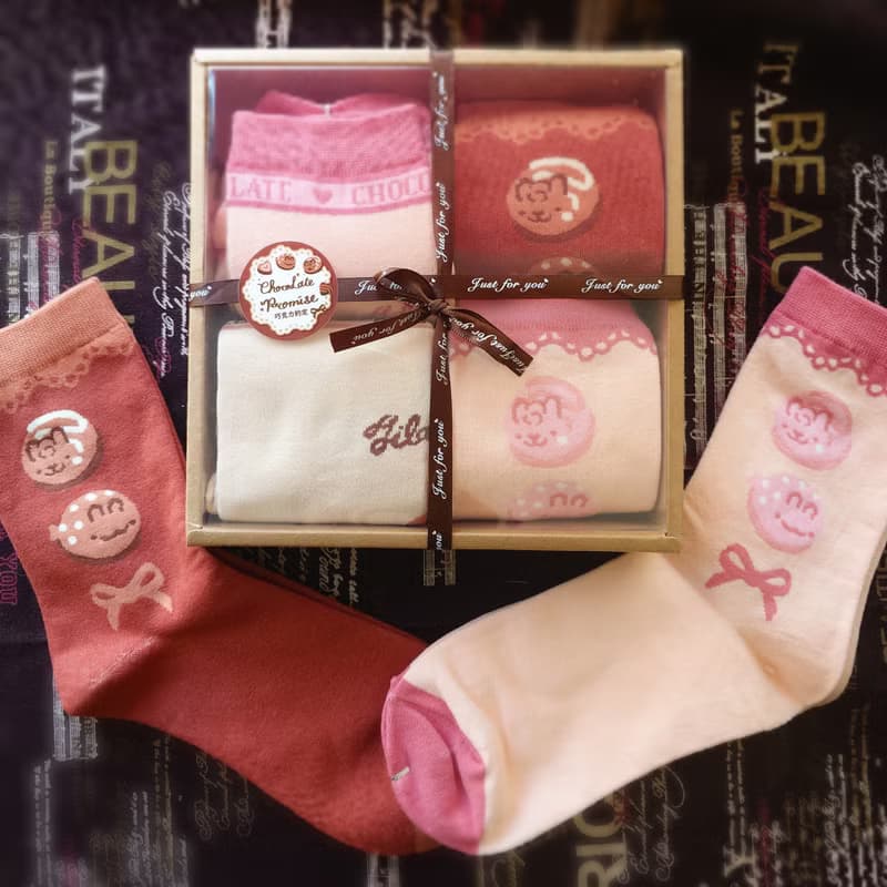 │台灣插畫快速出貨│襪子 | 巧克力 | 中筒長筒襪 | 森織海聯名