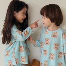 水藍星星小熊-【寬鬆】植纖衣長袖韓國童裝-K60409