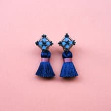 青黛-花磚流蘇耳環 耳針耳夾