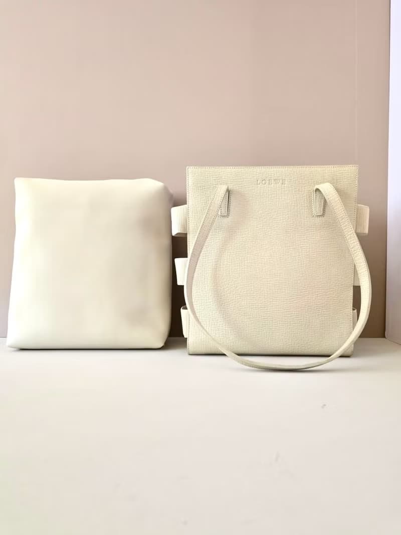 稀有中古包 Loewe米白分層托特包 側背包 單肩包 復古包 二手包