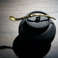 手工黃銅竹節水盂勺 文房四寶 粉末勺 攪拌勺 水丞匙