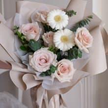 流沙玫瑰 白太陽 鮮花花束/限台中地區