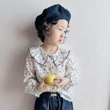 秋季碎花氣質皺褶花瓣領子長袖襯衫 / 童裝