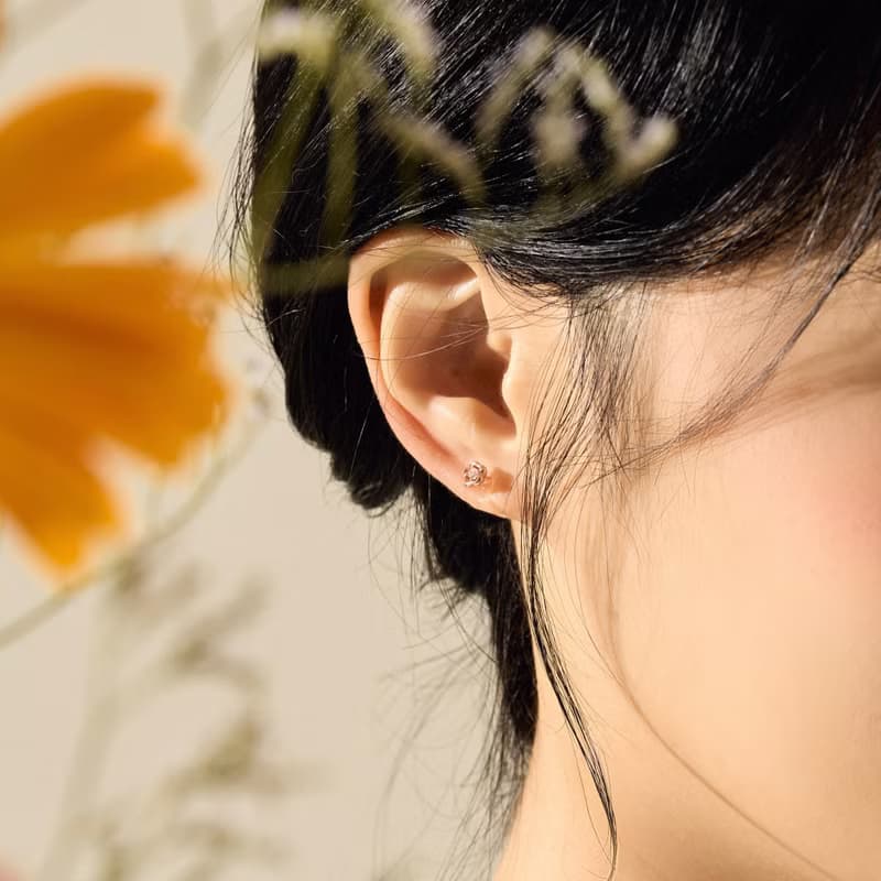 【新品】氣球花 純銀耳環 可改耳夾 親膚低敏 甜美風
