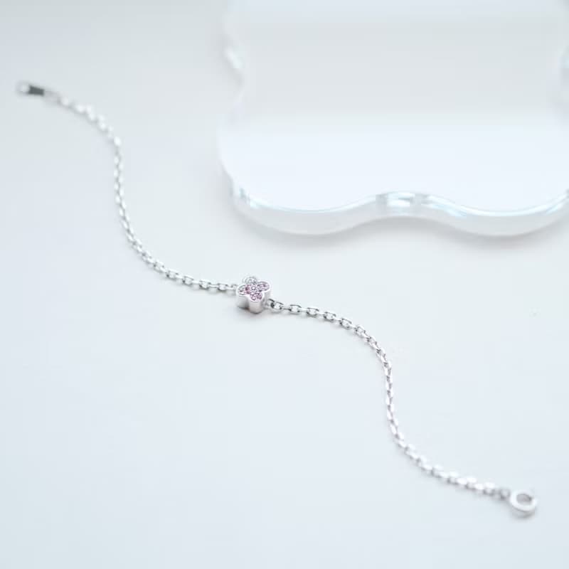 ピンク クローバー ブレスレット シルバー925