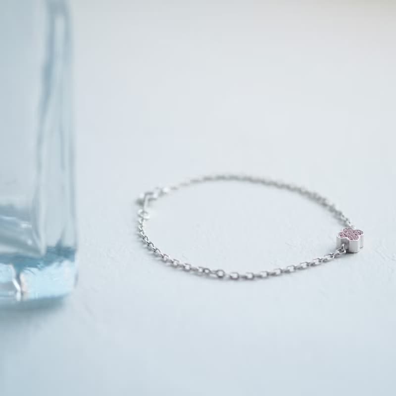 ピンク クローバー ブレスレット シルバー925