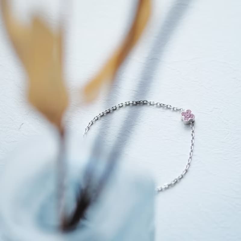 ピンク クローバー ブレスレット シルバー925