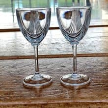 老歐洲條紋水晶玻璃高腳酒杯 • 現品4只 • 起標1只