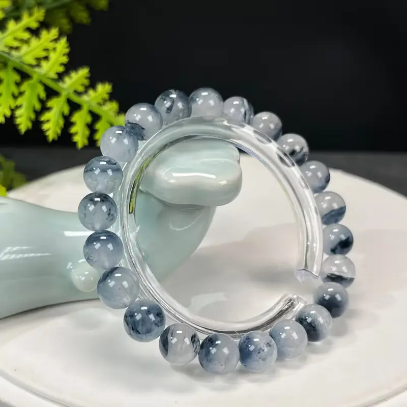 高品質藍兔毛水晶手串8.5mm巴西料聚寶盆髪絲水晶手錬女直覺洞察