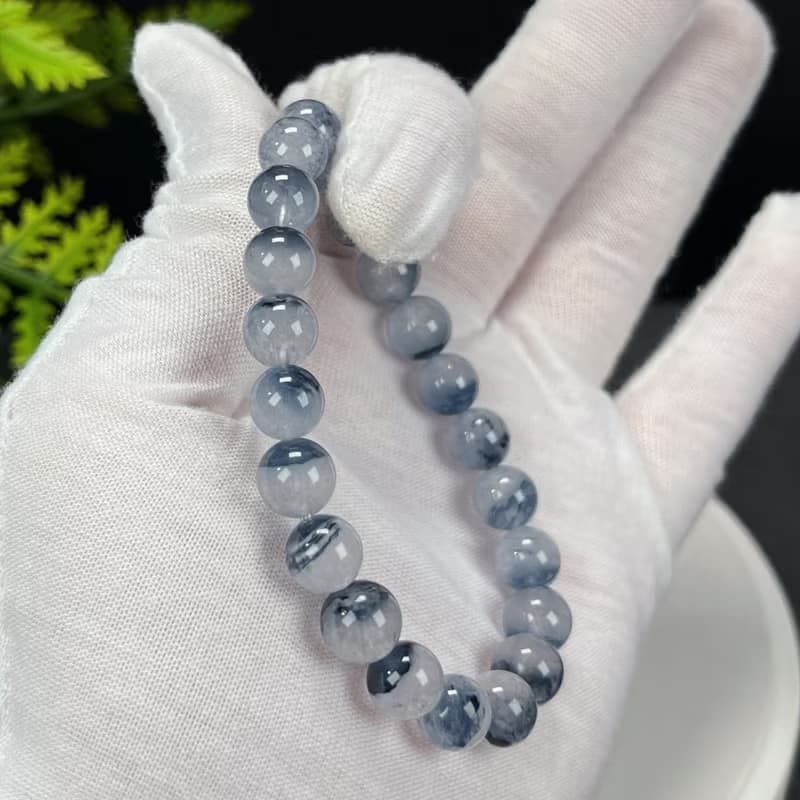 高品質藍兔毛水晶手串8.5mm巴西料聚寶盆髪絲水晶手錬女直覺洞察