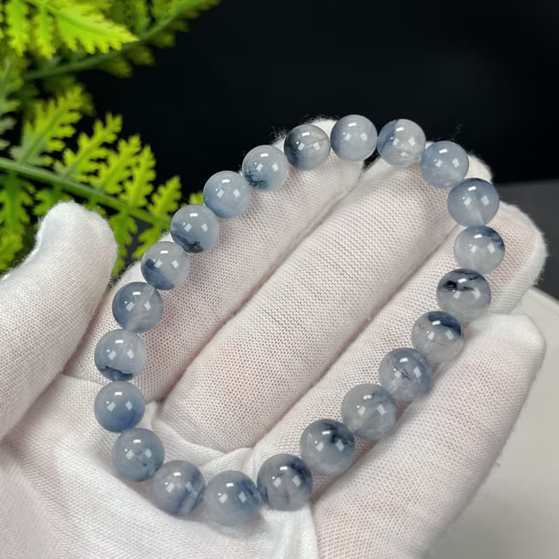 高品質藍兔毛水晶手串8.5mm巴西料聚寶盆髪絲水晶手錬女直覺洞察