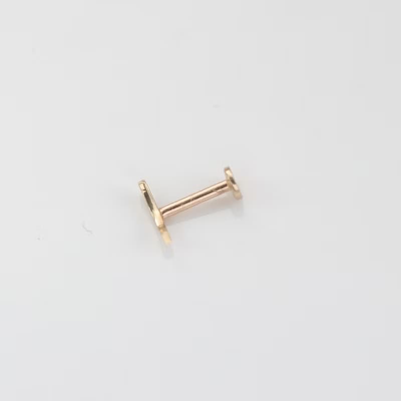 14K 微笑金鎖珠耳環 (前鎖 平底 圓餅) (單個)耳骨 耳窩  不褪色