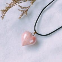 【擴香項鍊】香水精油項鍊-粉紅珠光愛心|手作陶藝