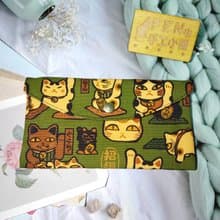 單層款布紅包袋-日本限量牛津布妖怪厭世招財貓布紅包袋-存摺袋