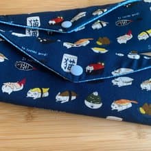 文青風環保筷袋  美味定食 沈靜藍 手作餐具袋.交換禮物.