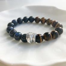 10MM男士水晶手鍊 黑拉長石X虎眼石水晶手鍊 提升財運自信與洞察