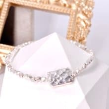 純銀 簡約方型 S925  銀珠手鍊