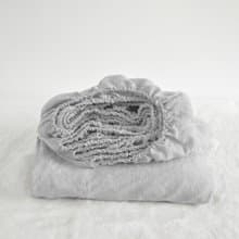 Light gray linen fitted sheet / Softened linen bed sheet / Deep pocket