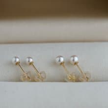 日本直送 超稀有 小米珠 3mm 3.5mm Akoya珍珠耳環 耳釘 耳針 18k